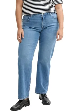 TOM TAILOR Damen 1046069 Jeans Straight, 10112-Clean Light Stone Blue Denim, 46/Groß