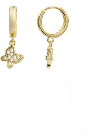Luxenter Kaduro Ohrringe mit glänzendem Zirkoniastein, 18 Karat Gelbgold, Pequeños, Metall, Zirkonia