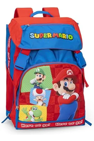 FRANCO COSIMO PANINI Mario Kart – offizieller Schulrucksack Mario Kart, erweiterbarer Rucksack, 2 große Fächer, Fronttaschen mit Reißverschluss, Seitentaschen aus Netz, verstellbare gepolsterte Schultergurte, 29 x 41 x