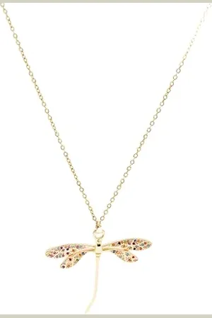 Luxenter Halskette mit mehrfarbigem Zirkoniastein, 18 K Gold-Finish - Zaka, Grande, Metall, Zirkonia
