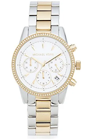 Michael Kors MK6474 Chronograph Uhr Damenuhr Edelstahl Edelstahl 5 bar Analog Chrono Datum Bicolor