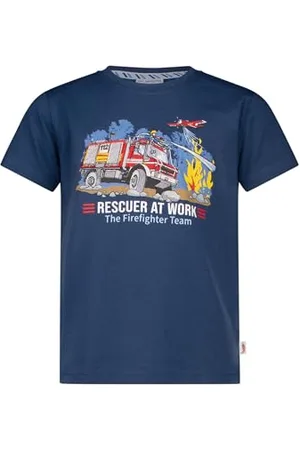 Salt & Pepper BY KIDS PARK Jungen Feuerwehr Print Stickmotiv aus S.Jersey T-Shirt, , 104 cm-110 cm