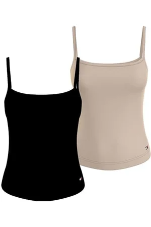 Tommy Hilfiger Damen 2er Pack Tops Stretch, Mehrfarbig (Black/Misty Blush), L