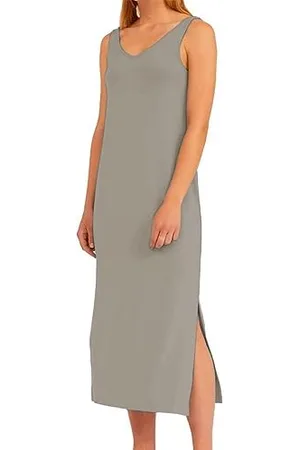 Replay Damen Kleid Kurzarm mit V-Ausschnitt, (Grau), M