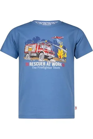 Salt & Pepper BY KIDS PARK Jungen Feuerwehr Print Stickmotiv aus S.Jersey T-Shirt, , 104 cm-110 cm