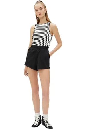 Koton Women Viscose Mix Crew Neck Ribbed Crop Tank Top
