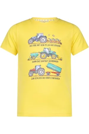 Salt & Pepper BY KIDS PARK Jungen Traktoren Print aus S.Jersey T-Shirt, Yellow, 128 cm-134 cm