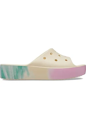 Crocs Herren Classic Platform Slide Badeschlappen, Vanilla/Multi, 34/35 EU