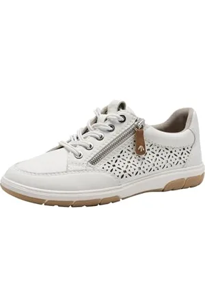 Jana Damen Sneaker flach mit Reißverschluss Vegan, (White), 38 EU
