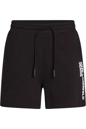 Karl Lagerfeld Text Logo Sweatshort, Men, Black, Shorts