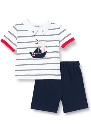 chicco Babyset met Stijlvol T-shirt en Shorts, met Knopen op de Achterkant, met Moderne en Trendy Grafische Prints, van Katoen, Machinewasbaar, 0-24 Maanden, Entworfen in Italien