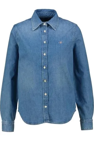 GANT Damen REG Denim Shirt Bluse, , 36