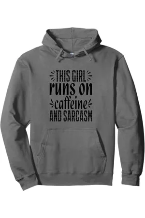 Iron Kor This Girl Runs on Caffeine and Sarcasm Funny Sarcastic Humor Pullover Hoodie