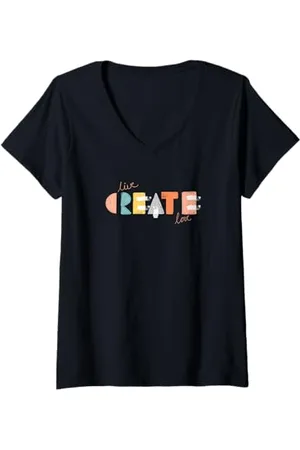 8PM Damen Lebe, erschaffe Liebe T-Shirt mit V-Ausschnitt