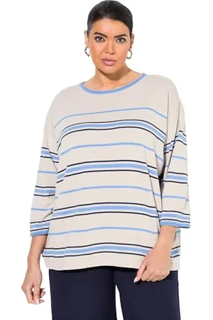 Ulla Popken Damen Strickpullover Streifen, , 50-52 EU