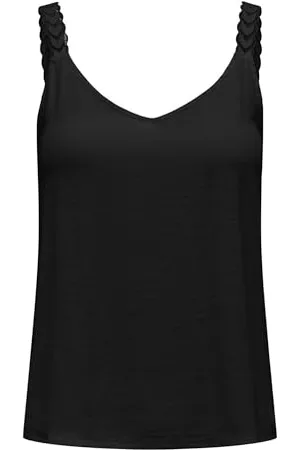 ONLY Damen Top ONLTILDE S/L LACE Mix TOP JRS (DE/NL/SE/PL, Alphanumerisch, M, Regular, Regular, Black)