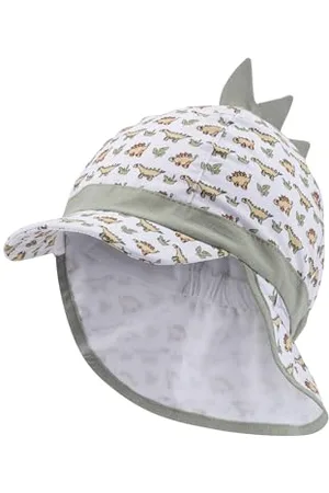Sterntaler Schirmmütze Nacken Dino - Jungen Mütze aus Baumwolle mit Allover Dinos - Baby und Kinder Sonnenhut mit Futter aus Batist (Bio) - leichte Sommer Kopfbedeckung - , Größe 45