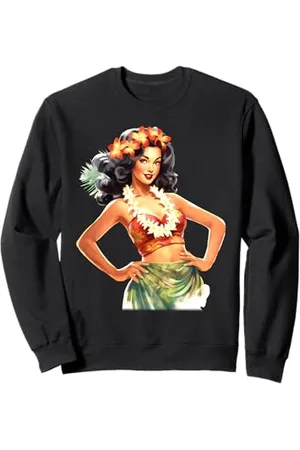 Urban Empyre Hübsches hawaiianisches Mädchen x Hula Pin-Up Girl Aquarell Sweatshirt