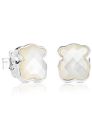 TOUS Ohrringe aus Sterlingsilber mit facettiertem Perlmuttmotiv, 0,9 cm, elegant und nüchtern, Kollektion Icon Color