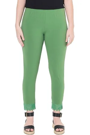 Ulla Popken Damen große Größen Übergrößen Plus Size 7/8-Leggings, Saumspitze, Biobaumwolle