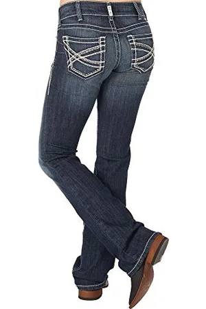 Ariat Jean Real Femmes, Taille Moyenne, Bottes entrelacées, 30 Regular, Marine
