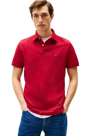 Tommy Hilfiger Herren Poloshirt Kurzarm 1985 Regular Fit, Mehrfarbig (Medium Red), XL