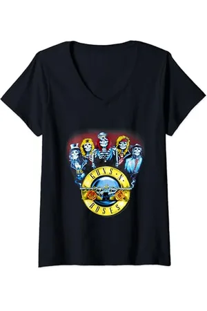 Guns N´Roses Offizielle Skelette & Bullets T-Shirt mit V-Ausschnitt