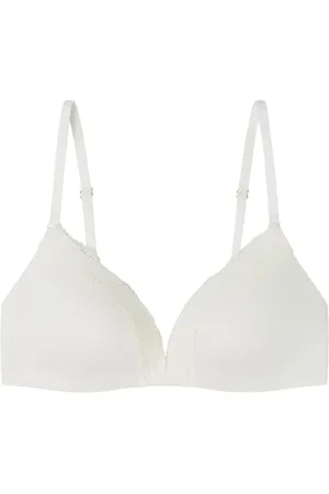 Women secret Damen Sujetador Triangular Acolchado Cotton Collection 1 Charmanter Triangel elfenbeinfarbener Spitze, , 90C