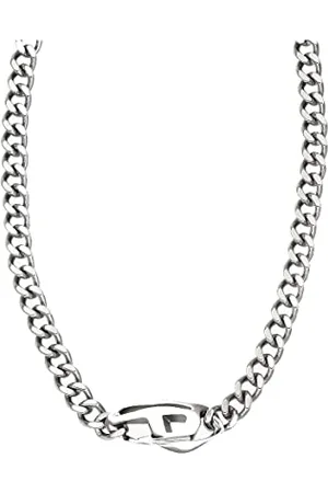 Diesel Herren Silber-Ton Edelstahl Halskette, DX1412040