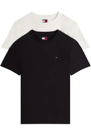 Tommy Hilfiger Herren 2er Pack T-Shirts Kurzarm Xslim Jersey aus Baumwolle, Mehrfarbig (Black/Ecru), XXL