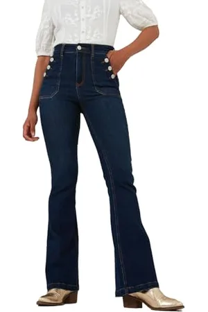 Joe Browns Damen Vintage Wash High Waisted Button Pocket Jeans, , 44