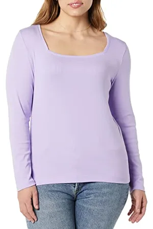 Amazon Damen T-Shirt Mit Langen Ärmeln Und Eckigem Ausschnitt Mit Schmaler Passform, , S