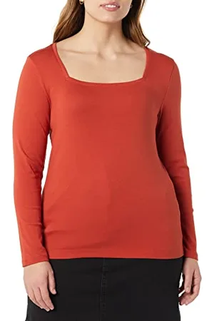 Amazon Damen T-Shirt Mit Langen Ärmeln Und Eckigem Ausschnitt Mit Schmaler Passform, , S