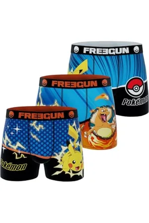Freegun Kinder Pokémon Boxershorts, Pikachu und Draco (3er Pack), Größe 10/12 Jahre