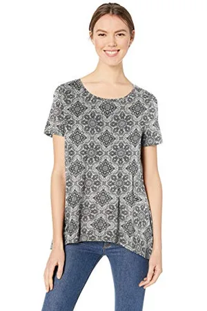 Amazon Damen Kurzärmliges Swing-T-Shirt mit U-Ausschnitt und lockerer Passform (in Übergröße erhältlich), , XL