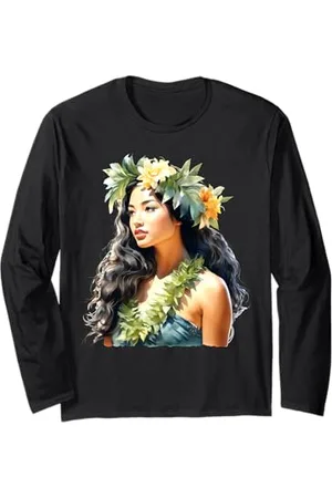 Urban Empyre Hawaiianisches Mädchen x Hula-Mädchen Aquarell Langarmshirt
