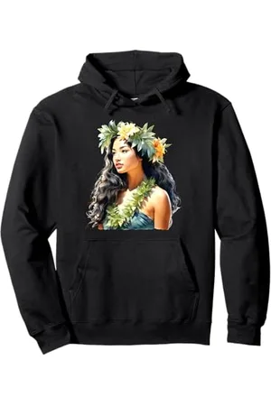 Urban Empyre Hawaiianisches Mädchen x Hula-Mädchen Aquarell Pullover Hoodie