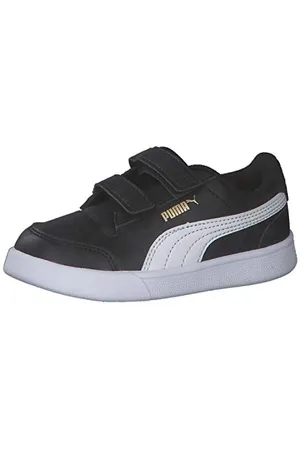 PUMA Unisex Baby Shuffle V Inf Sneaker, Black White Team Gold, 26 EU