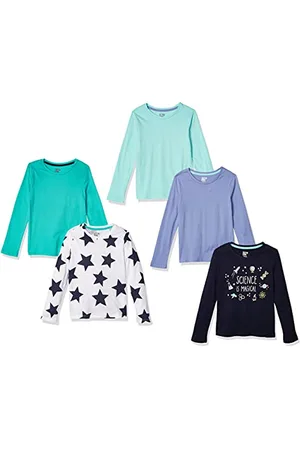 Amazon Mädchen Langärmlige T-Shirts (zuvor Spotted Zebra), 5er-Pack, , 10 Jahre