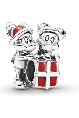 PANDORA DISNEY Charm "Mickey & Minnie Maus mit Geschenk" , Emaille 799194C01