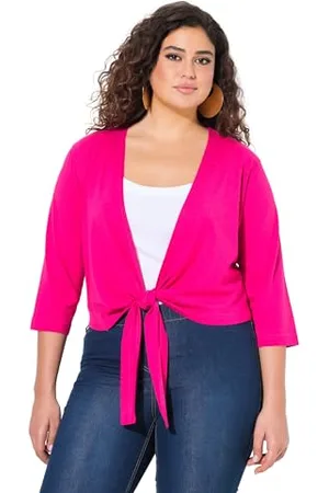 Ulla Popken Damen große Größen Übergrößen Plus Size Bolero, Kurze Jacke, Jersey, 3/4-Arm, Saumknoten