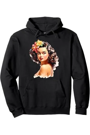 Urban Empyre Hübsches hawaiianisches Hula Pin-Up Girl Aquarell Pullover Hoodie