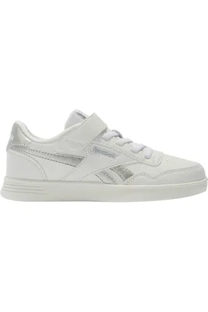 Reebok COURT ADVANCE ELASTIC & TOP STRAP Sneaker, WHITE/WHITE/SILVMT, 33 EU