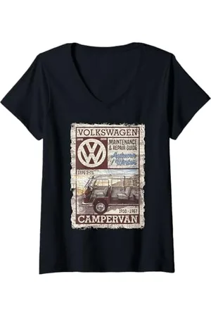 Volkswagen Damen Wartungs- und Reparaturanleitung für Typ 2 T1 Wohnmobil T-Shirt mit V-Ausschnitt