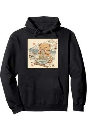 Cheerful Animal Enthusiast Artistic Apparel Klassischer japanischer Berg Fuji Blossoms Baby Biber Ramen Pullover Hoodie