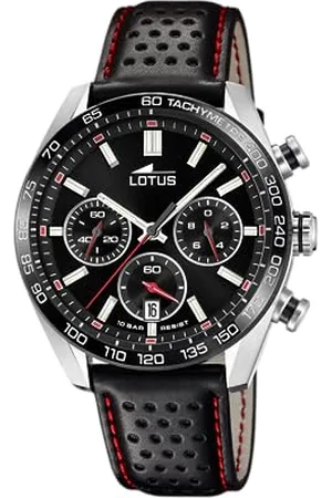 Lotus Uhr Für Herren 18915/4 Chrono Silber Edelstahl Case SchwarzLeder Band