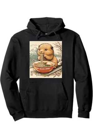 Cheerful Animal Enthusiast Artistic Apparel Klassischer japanischer Berg Fuji Blossoms Baby Biber Ramen Pullover Hoodie
