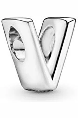 PANDORA Moments Buchstabe V - wendbares Alphabet-Charm aus Sterling- mit geprägten Herzen und Perlen an der Rückseite - kompatibel mit Armbändern Moments Kollektion