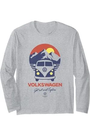 Volkswagen Typ 2 Campervan Get Out And Explore Mountains Langarmshirt