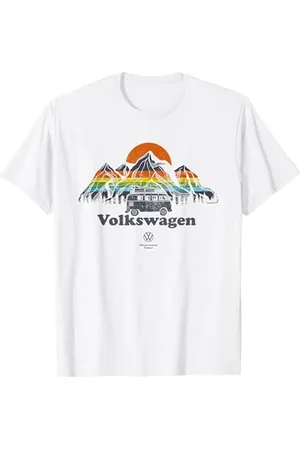 Volkswagen Campervan Color Stripe Mountains T-Shirt